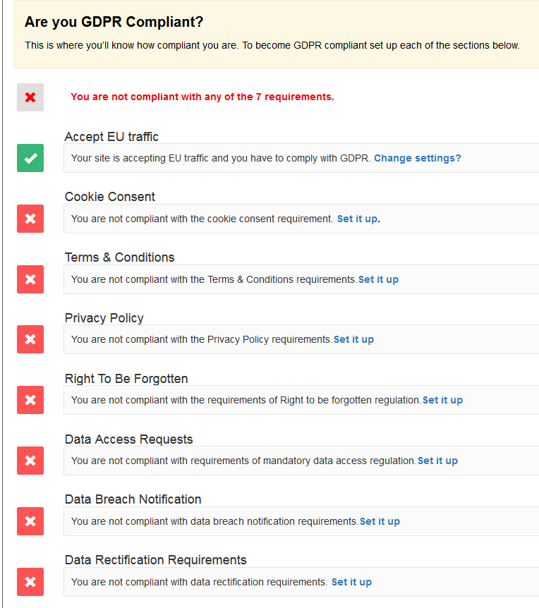 Website Is Not Compliant With GDPR In 7 Areas 